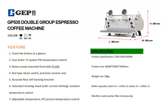220V Gep professionelle halbautomatische Doppelgruppe Espresso Kaffeemaschine für Kaffee