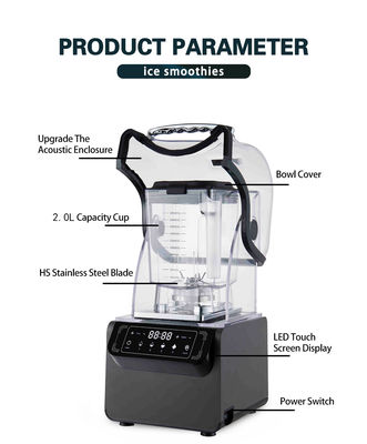 1800W Plastikgehäuse Eis Getränke Smoothie-Blender für Restaurant 65db